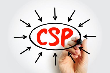 Bulut Servis Sağlayıcısı 'nın CSP kısaltması. İşaretli el çizimi diyagramı. Organizasyonlar ve dijital veri yönetimi için profesyonel iş stratejisi ve teknoloji hizmetleri