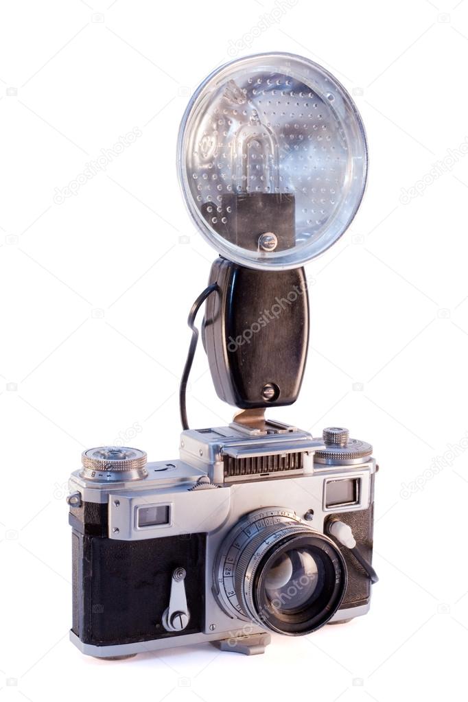 Old camera with flash
