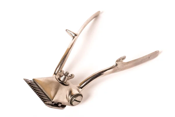 Beyaz izole eski tıraş makinesi