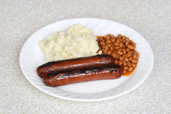 English bangers and mashed potatoes — Stock Photo, Image