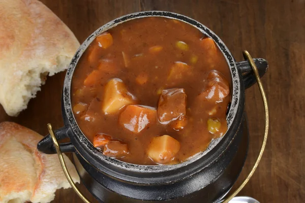 Macro top view beef stew — Stock Photo, Image