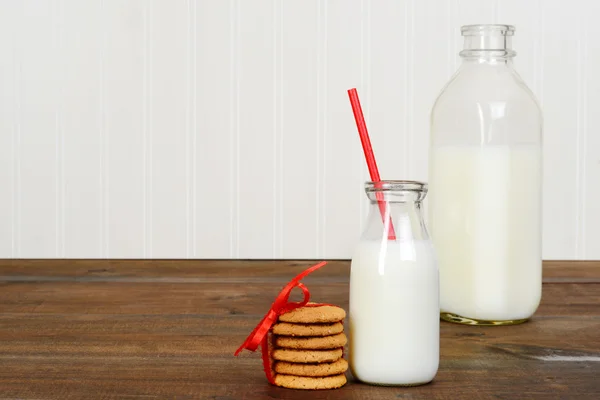 Verse melk en koekjes — Stockfoto