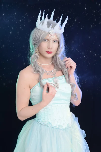 Ice queen with night sky — Stock Photo, Image