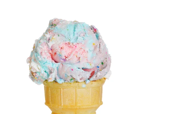 Closeup birthday cake ice cream cone — Stock Photo, Image