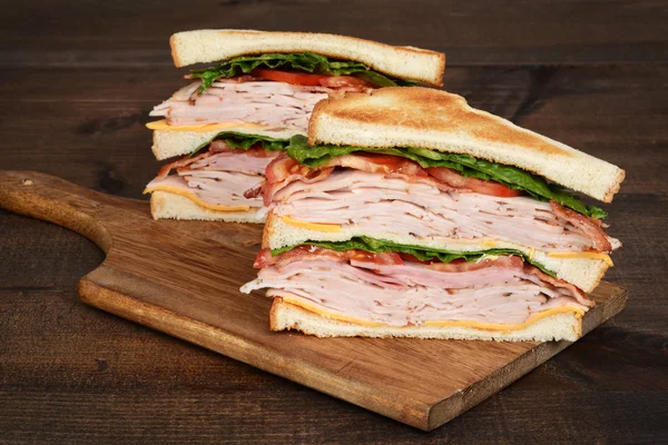 Closeup toasted chicken club sandwich — Stock Photo, Image