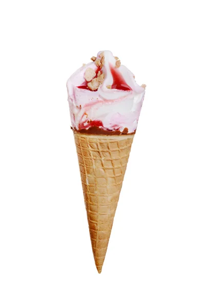 Strawberry shortcake ice cream cone — Stock Photo, Image