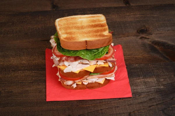 Ovanifrån kyckling club sandwich — Stockfoto