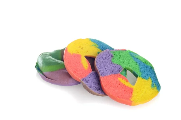 彩色彩虹百吉饼 横截面 — 图库照片