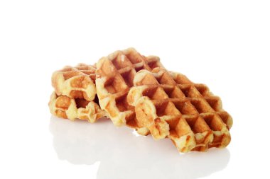 Beyaz üzerine ev yapımı Belçika waffle yığını