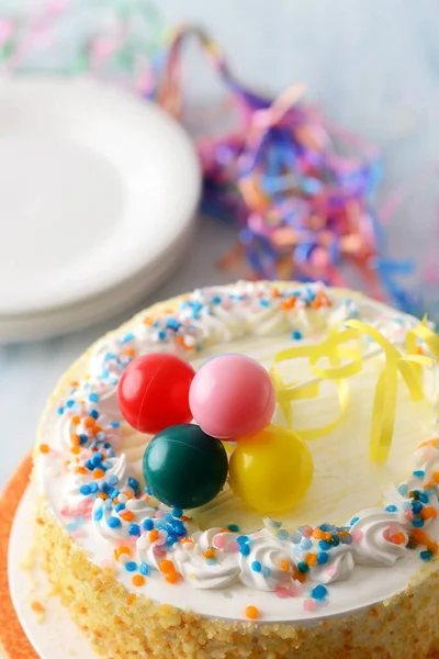 Primer Plano Pastel Cumpleaños Vainilla — Foto de Stock