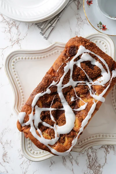 Top View Apple Fritter Loaf Cake — Stock Photo, Image