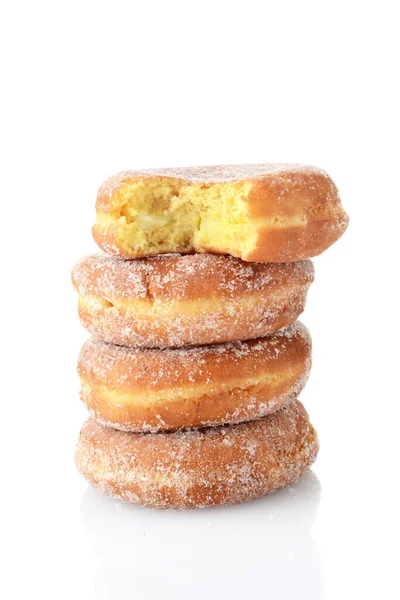 Morsure Manquante Dans Pile Donuts Paczki — Photo