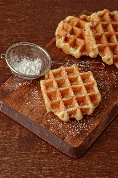 Krema Şekerli Belçika Waffle Ları — Stok fotoğraf