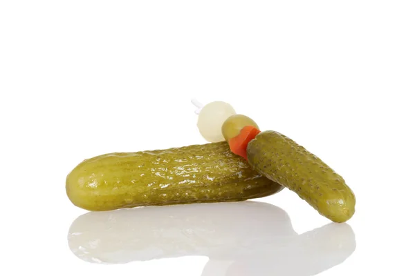 Dill pickle with skewer — Stock Photo, Image