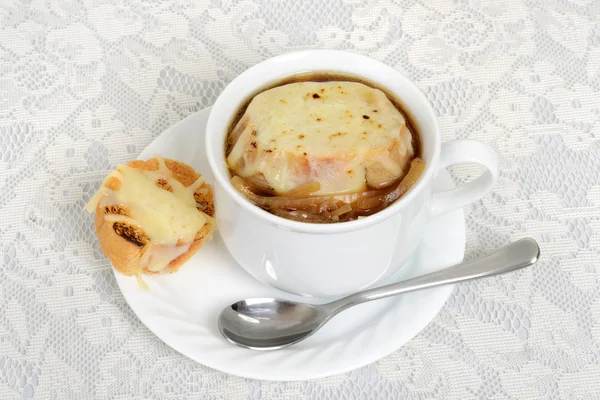 Vista superior sopa de cebolla francesa — Foto de Stock