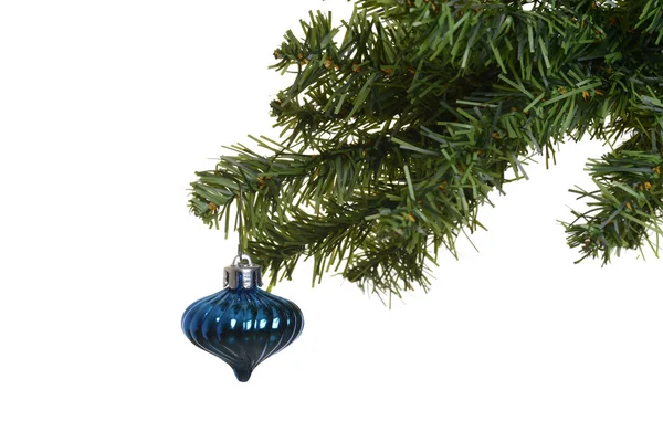 Old blue ornament on chistmas tree — Stock Photo, Image