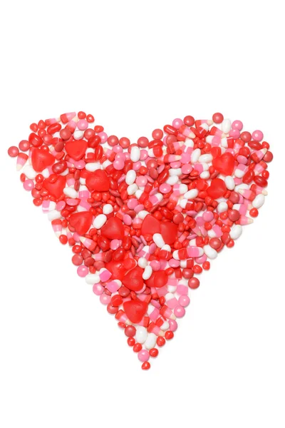 Verschiedene Valentinstag Süßigkeiten Herz — Stockfoto