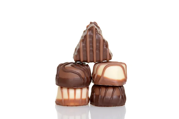 Stack assorted chocolates — Stock Photo, Image