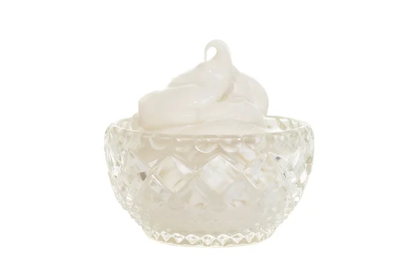 Crystal bowl filled with whipped cream — Stock Photo, Image