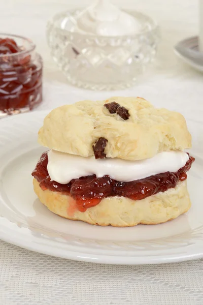 Closeup english devon cream tea — Stock Photo, Image