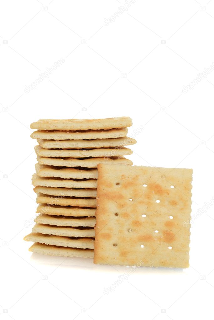 stack of salted crackers