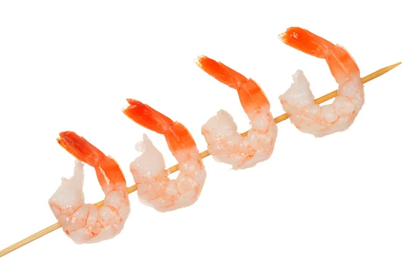 Isolated shrimp on a skewer — Stock Photo, Image