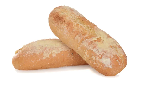 Closeup dva bochníky chleba česnek — Stock fotografie