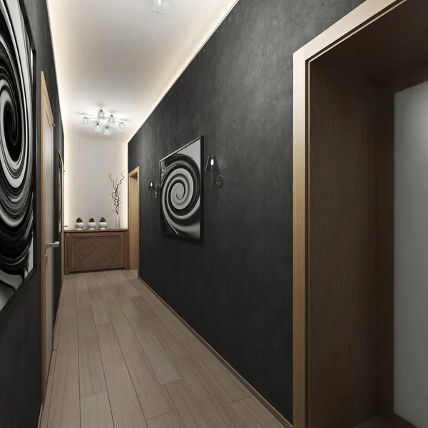 Modern interior hallway with doors — Stock Fotó