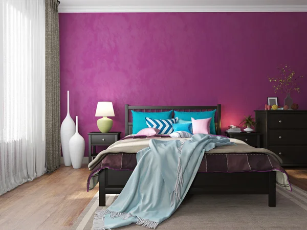 Modern interior in hotel bedroom furniture — Stock Photo, Image