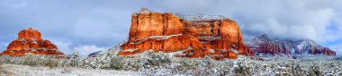 Courthouse Butte and Bell Rock under snow clipart