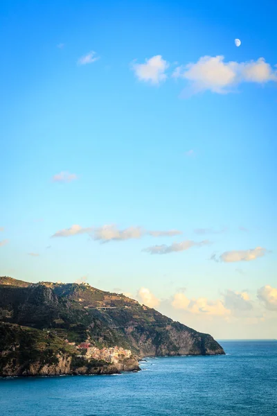 Szcenírozott Kilátás Part Cinque Terre Nemzeti Park Falu Manarola — Stock Fotó