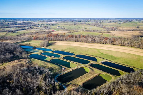 Luftaufnahme Von Abwasserlagunen Der Nähe Von Georgetown Kentucky — Stockfoto