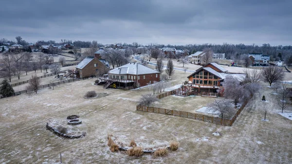 Vista Aérea Una Subdivisión Residencial Kentucky Central Después Una Tormenta — Foto de Stock