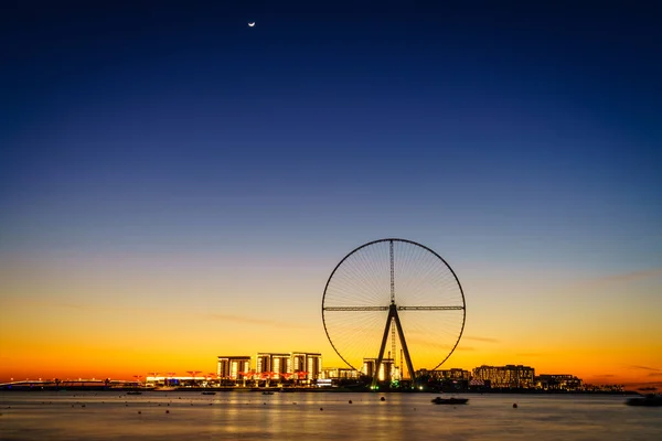 Nşaat Sırasında Bluewater Adası Ain Dubai Nin Alacakaranlık Manzarası Dubai — Stok fotoğraf