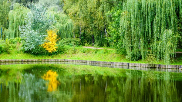 Rusya Moskova Bir Parkta Sonbahar Başlangıcı Sahnesi — Stok fotoğraf