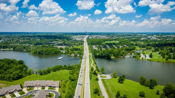 Vue Aérienne Lac Jacobson Park Chemin Richmond Lexington Kentucky — Photo