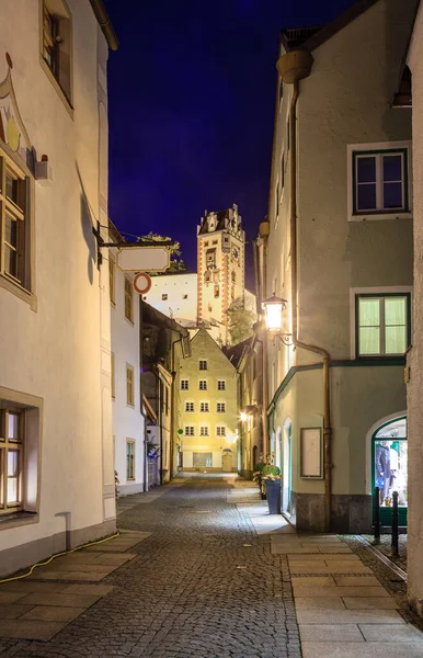 Enge Straße Füssen Bei Nacht — Stockfoto