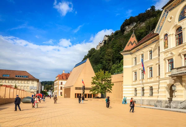 Vaduz Liechtenstein September 2015 Pedestrian Street Center Vaduz Capital Liechtenstein — Stock Photo, Image