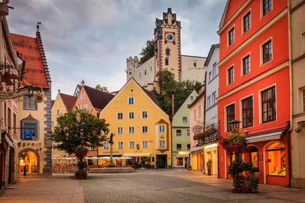 Fussen Germany September 2015 Central Square Fussen Featuring Landmark Fountain — Stock Photo, Image