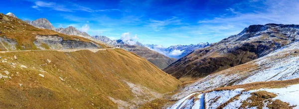 Vista Panorâmica Dos Picos Alpinos Cobertos Neve Suíça — Fotografia de Stock