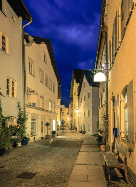 Narrow Street Fussen Germany Night — Stock Photo, Image