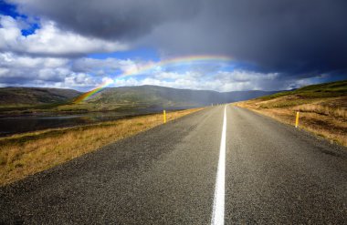 Rainbow over the road clipart