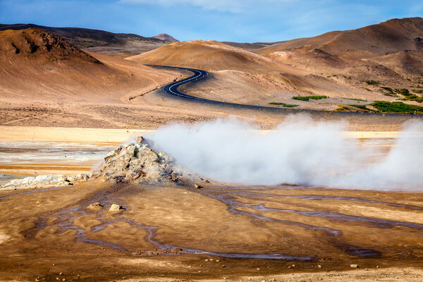 Steam vents in geothermal field