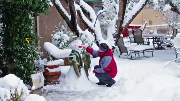 Schneemann basteln — Stockvideo