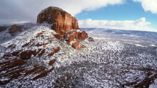 Red Rocks under snow in Sedona — Stock Video