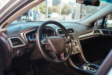 car torpedo, control panel and steering wheel