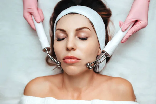 beautiful girl at the reception of a beautician