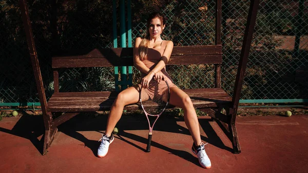 Woman Tennis Player Resting Training — Fotografia de Stock