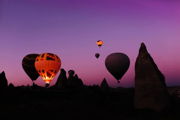 Globo Aire Caliente Brillante Amanecer Gurima Capadocia —  Fotos de Stock