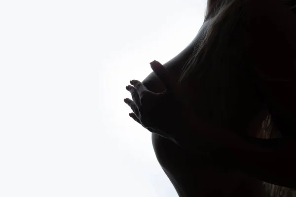Stora Bröst Sexig Kvinna Närbild Koncept För Plastikkorrigering Och Kirurgi — Stockfoto